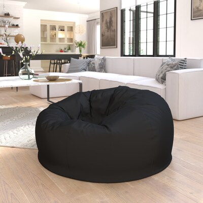 Flash Furniture Duncan Fabric Oversized Refillable Bean Bag Chair, Solid Black (DGBEANLGSLDBK)