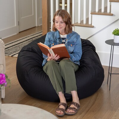 Flash Furniture Duncan Fabric Oversized Refillable Bean Bag Chair, Solid Black (DGBEANLGSLDBK)