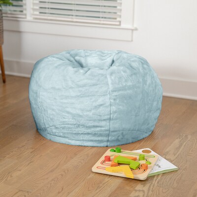Flash Furniture Dillon Furry Refillable Bean Bag Chair, Teal (DGBEANSMFURTL)