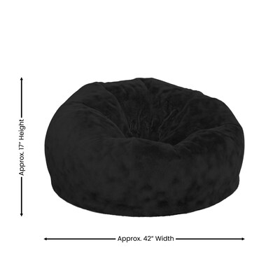 Flash Furniture Duncan Furry Oversized Refillable Bean Bag Chair, Black (DGBEANLGFURBK)