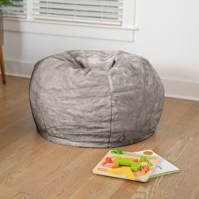 Flash Furniture Dillon Furry Refillable Bean Bag Chair, Gray (DGBEANSMFURGY)