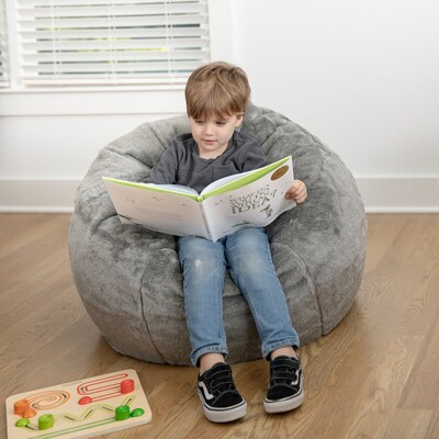 Flash Furniture Dillon Furry Refillable Bean Bag Chair, Gray (DGBEANSMFURGY)