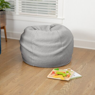Flash Furniture Dillon Faux Sherpa Refillable Bean Bag Chair, Gray (DGBEANSMSHRPGY)