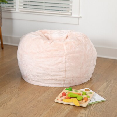 Flash Furniture Dillon Furry Refillable Bean Bag Chair, Blush (DGBEANSMFURBLS)