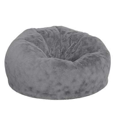 Flash Furniture Duncan Furry Oversized Refillable Bean Bag Chair, Gray (DGBEANLGFURGY)