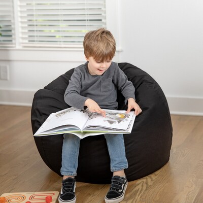 Flash Furniture Dillon Fabric Refillable Bean Bag Chair, Solid Black (DGBEANSMSLDBK)