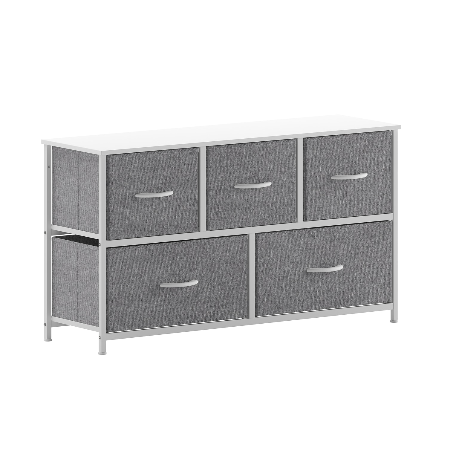 Flash Furniture Harris 5 Drawers Storage Dresser, White (WX5L206WWGR)