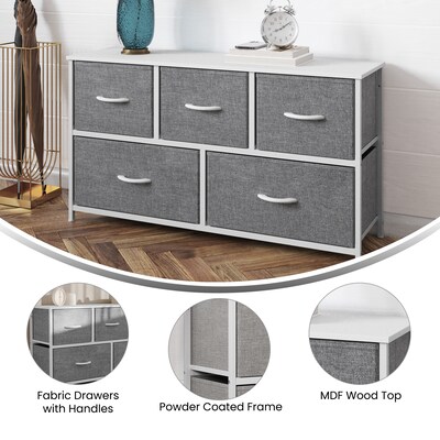 Flash Furniture Harris 5 Drawers Storage Dresser, White (WX5L206WWGR)