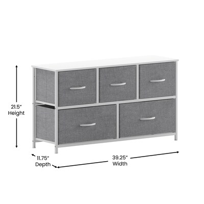 Flash Furniture Harris 5 Drawers Storage Dresser, White (WX5L206WWGR)