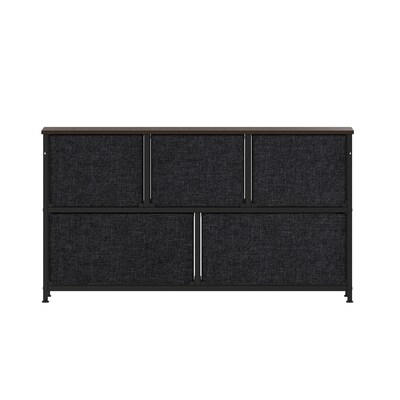 Flash Furniture Harris 5 Drawers Storage Dresser with Engineered Wood Drawers, Black/Brown (WX5L206MDFBKBR)