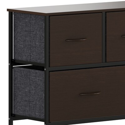 Flash Furniture Harris 5 Drawers Storage Dresser with Engineered Wood Drawers, Black/Brown (WX5L206MDFBKBR)