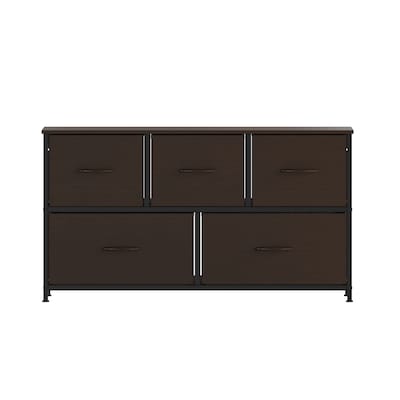 Flash Furniture Harris 5 Drawers Storage Dresser with Engineered Wood Drawers, Black/Brown (WX5L206MDFBKBR)