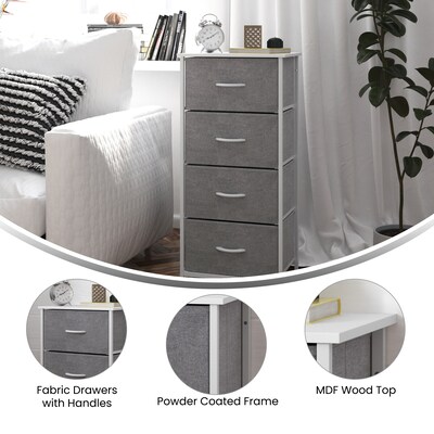 Flash Furniture Harris 4 Drawers Storage Dresser with Fabric Drawers,  White/Gray (WX5L203LWWGR)