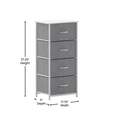 Flash Furniture Harris 4 Drawers Storage Dresser with Fabric Drawers,  White/Gray (WX5L203LWWGR)