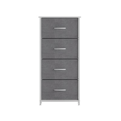 Flash Furniture Harris 4 Drawers Storage Dresser with Fabric Drawers,  White/Gray (WX5L203LWWGR)