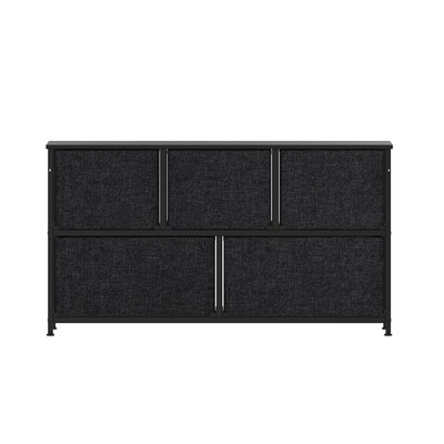 Flash Furniture Harris 5 Drawers Storage Dresser with Fabric Drawers, Black (WX5L206WBKBK)