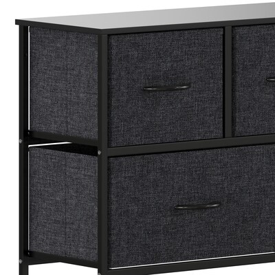 Flash Furniture Harris 5 Drawers Storage Dresser with Fabric Drawers, Black (WX5L206WBKBK)