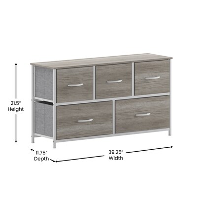 Flash Furniture Harris 5 Drawers Storage Dresser with Engineered Wood Drawers, White/Light Natural (WX5L206MDFWTLNT)