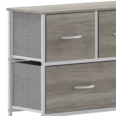 Flash Furniture Harris 5 Drawers Storage Dresser with Engineered Wood Drawers, White/Light Natural (WX5L206MDFWTLNT)