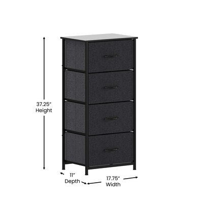 Flash Furniture Harris 4 Drawers Storage Dresser with Fabric Drawers,  Black (WX5L203LWBKBK)