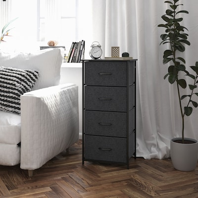 Flash Furniture Harris 4 Drawers Storage Dresser with Fabric Drawers,  Black (WX5L203LWBKBK)