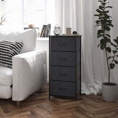 Flash Furniture Harris 4 Drawers Storage Dresser with Fabric Drawers,  Black (WX5L203LWBKBK)