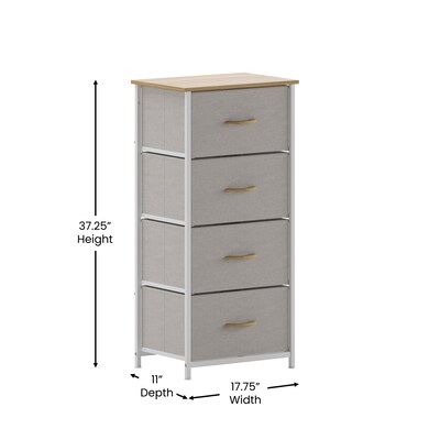 Flash Furniture Harris 4 Drawers Storage Dresser with Fabric Drawers,  White/Oak/Natural (WX5L203LWWHBG)