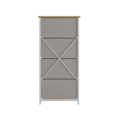 Flash Furniture Harris 4 Drawers Storage Dresser with Fabric Drawers,  White/Oak/Natural (WX5L203LWWHBG)