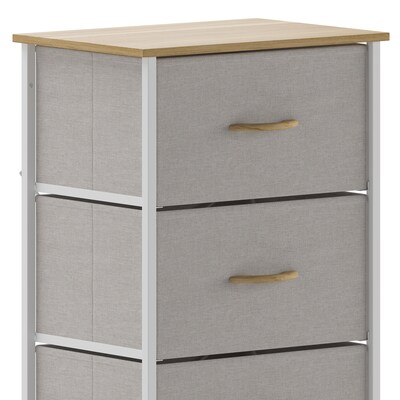 Flash Furniture Harris 4 Drawers Storage Dresser with Fabric Drawers,  White/Oak/Natural (WX5L203LWWHBG)