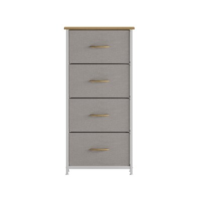 Flash Furniture Harris 4 Drawers Storage Dresser with Fabric Drawers,  White/Oak/Natural (WX5L203LWWHBG)