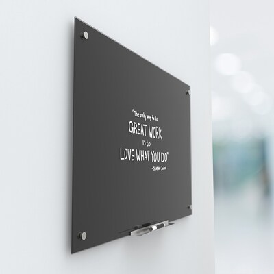 U Brands Glass Dry Erase Board, 70 x 47, Black Surface, Frameless (173U00-01)