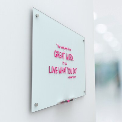 U Brands Magnetic Glass Dry Erase Board, 47 x 35, White Frosted Surface, Frameless (2299U00-01)