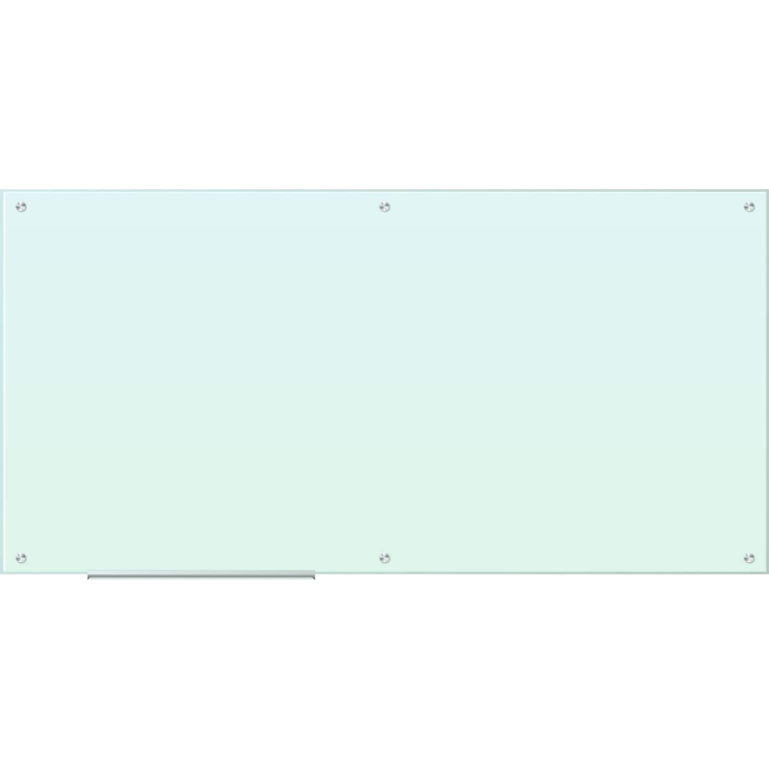 U Brands Magnetic Glass Dry Erase Board, 70 x 35, White Frosted Surface, Frameless (2300U00-01)