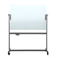 U Brands White Frosted Magnetic Glass Dry Erase Board, Double Sided Rolling Easel, Frameless, 47 x 35 (2368U00-01)