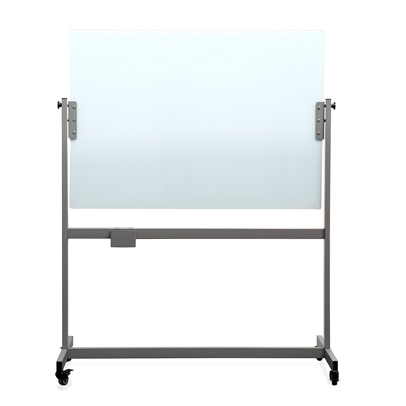 U Brands White Frosted Magnetic Glass Dry Erase Board, Double Sided Rolling Easel, Frameless, 47 x 35 (2368U00-01)