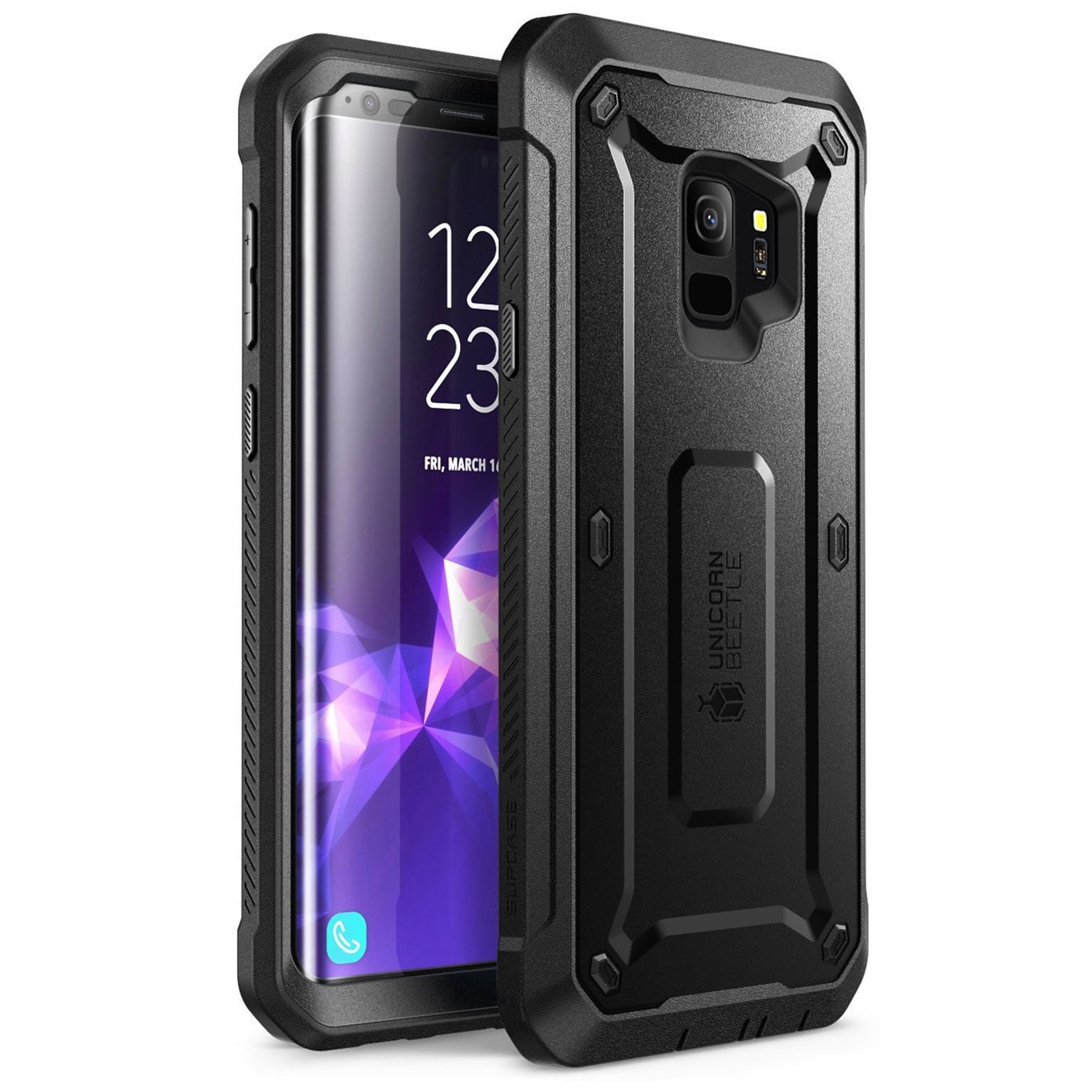 i-Blason SUPCASE Galaxy S9 Case Full-body Rugged Holster Case WITH Screen Protector for 2018 Release, Unicorn Beetle Pro Black