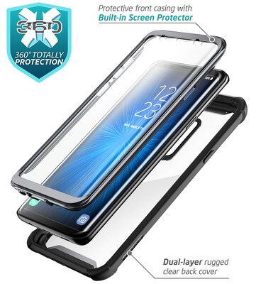 i-Blason Samsung Galaxy S9 Case, Ares Full-body Rugged Clear Bumper Case Without Built-in Screen Protector, Black