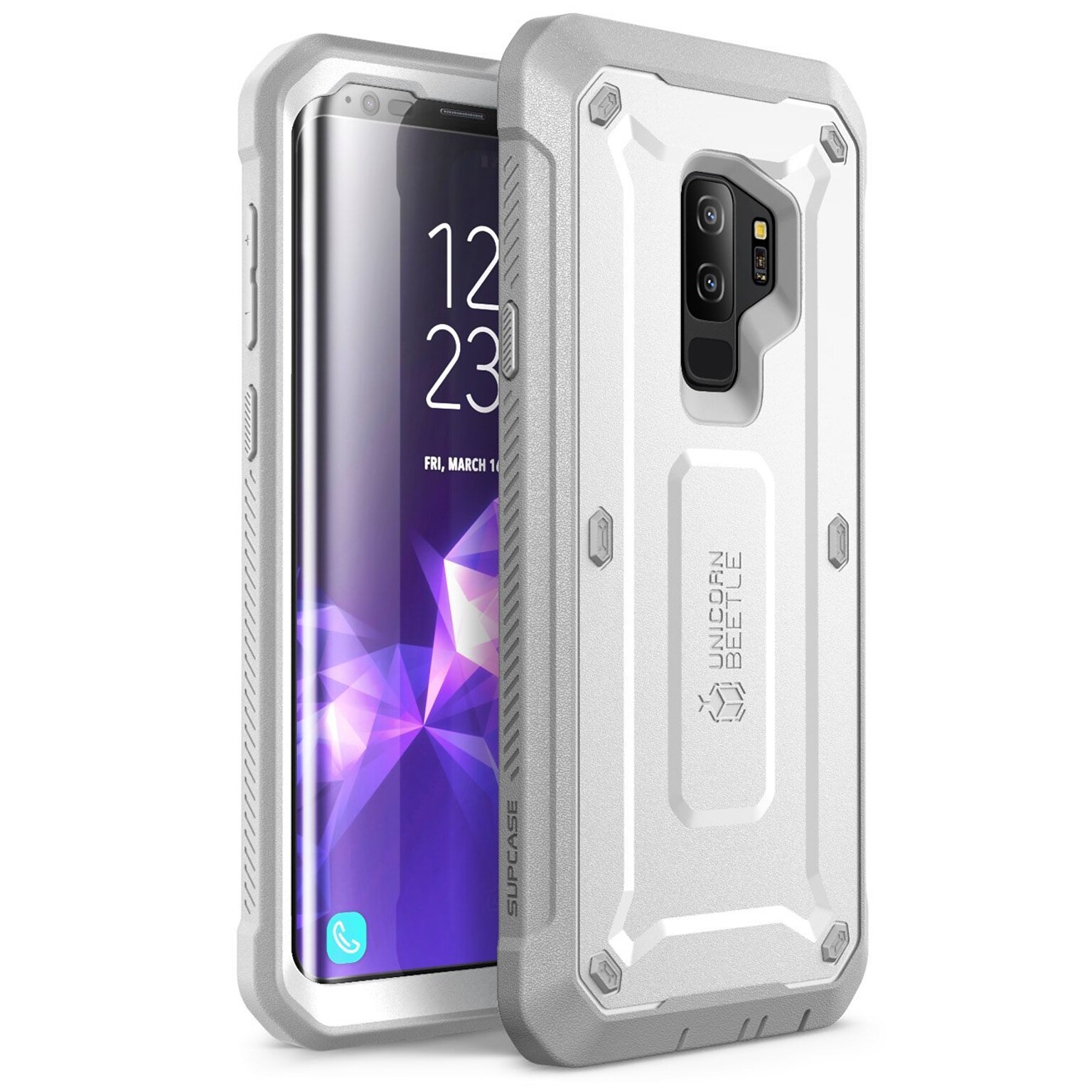 i-Blason SUPCASE White Full-body Rugged Holster Case and Screen Protector for Galaxy S9 Plus (S-G-9P-UP-SP-WH)