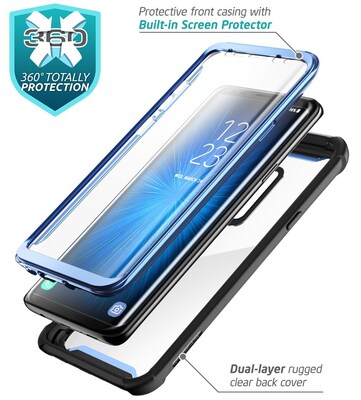 i-Blason Samsung Galaxy S9 Case, Ares Full-body Rugged Clear Bumper Case Without Built-in Screen Protector, Blue