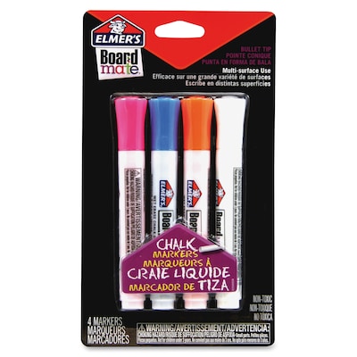 Elmers Chalk Marker, Bullet Point, Assorted Ink, 4/Pack