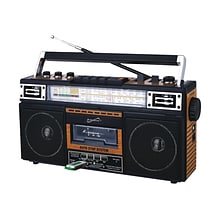 Supersonic Wireless Bluetooth 4-Band Radio & Cassette Player and Cassette to MP3 Converter, Black/Br