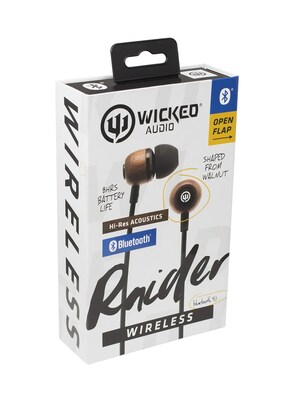 Wicked Audio Raider Wireless Bluetooth Stereo Earbuds, Wood/Black (WI-BT2850)