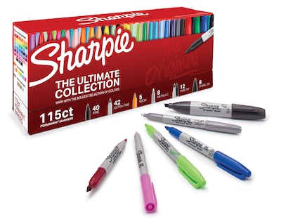 Sharpie The Ultimate Collection Permanent Markers, Assorted Tips, Assorted Colors, 115/Pack (1983255)