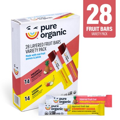 Pure Organic Layered Fruit Bars Variety Pack, 0.63 oz, 28/Pack (220-02261)