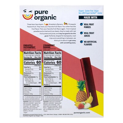 Pure Organic Layered Fruit Bars Variety Pack, 0.63 oz, 28/Pack (220-02261)