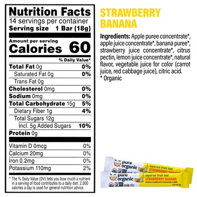 Pure Organic Layered Fruit Bars Variety Pack, 0.63 oz., 28/Pack (220-02261)