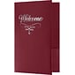 LUX Welcome Folders Standard Two Pockets, Burgundy Linen/Silver Foil Flourish, 25/Pack (EL-DB100-FSF-25)