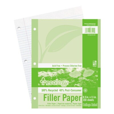 LUX 8 1/2 x 11 Loose Leaf Paper - 3 Hole Punch 5/Pack, White (FP3HCR-W-5)