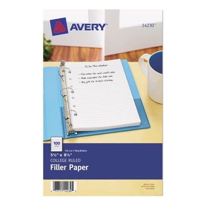 LUX 5 1/2 x 8 1/2 Loose Leaf Paper - 7 Hole Punch - (5) Packs of 100 Sheets, White (P512X8127HP-W-5)