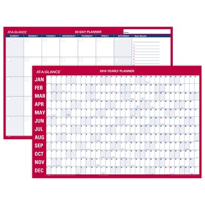 2019 AT-A-GLANCE® Horizontal Erasable Monthly/Yearly Wall Calendar, 36 x 24 (PM28-28-19)